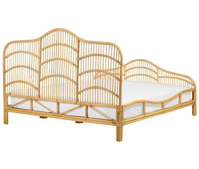 Beliani Cama Ratán DOMEYROT 187x207 Marron