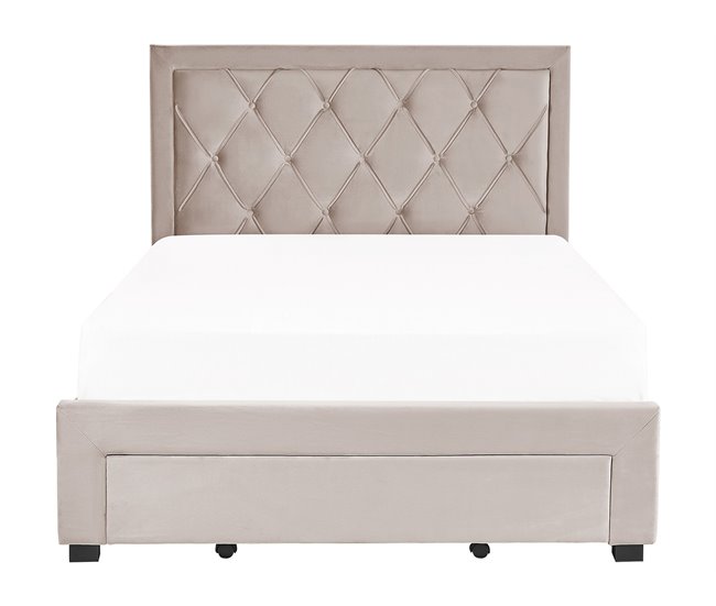 Beliani Cama con cajones Terciopelo LIEVIN 145x217 Beige