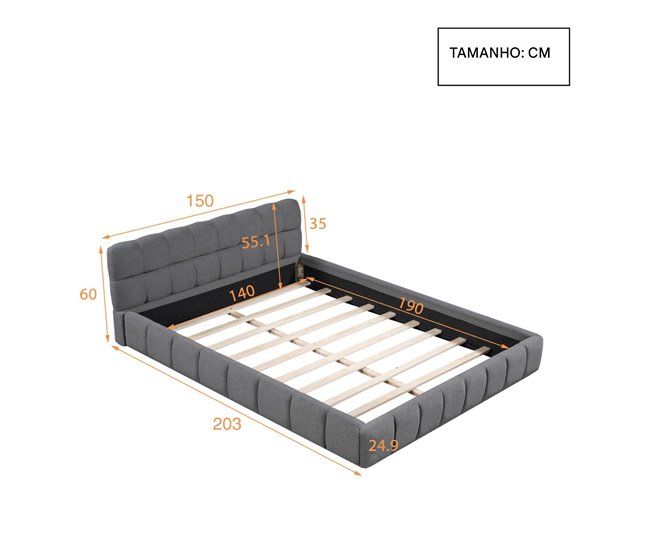 Marco de la cama 200x140 Gris