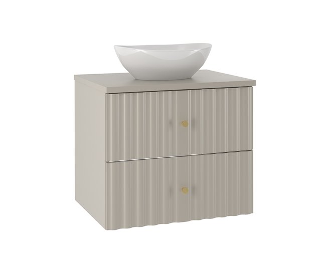 Conjunto de muebles con lavabo individual y columna Izae 60 Beige
