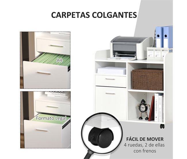 Armario para Impresora Melamina Vinsetto 80 Blanco