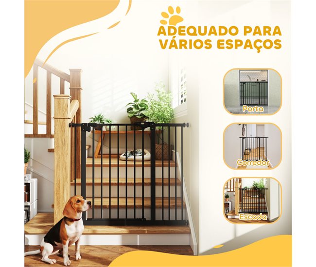 Barrera de Seguridad Metal, Plástico PawHut Negro