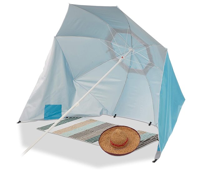 Acomoda Textil – Sombrilla de Playa con Cortavientos. Multicolor