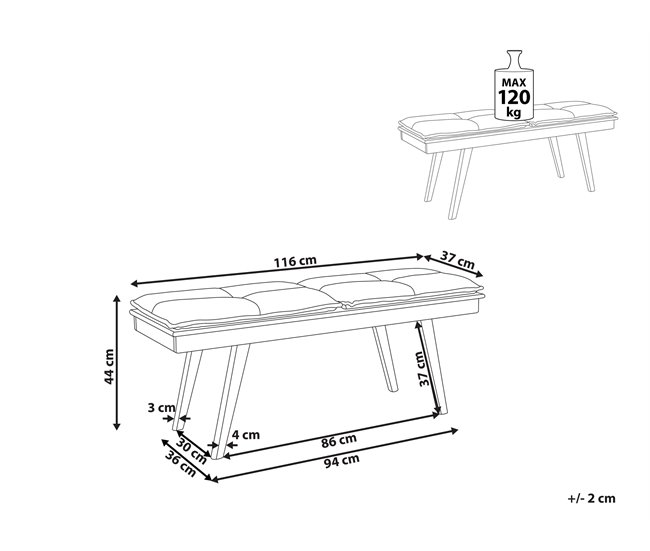 Beliani Banco de cama MDF EXTON Gris Claro