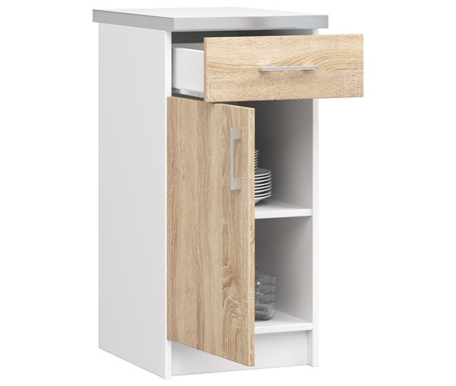 Armario de Cocina Independiente LIMA AKORD con 2 estantes 40 Blanco/ Madera
