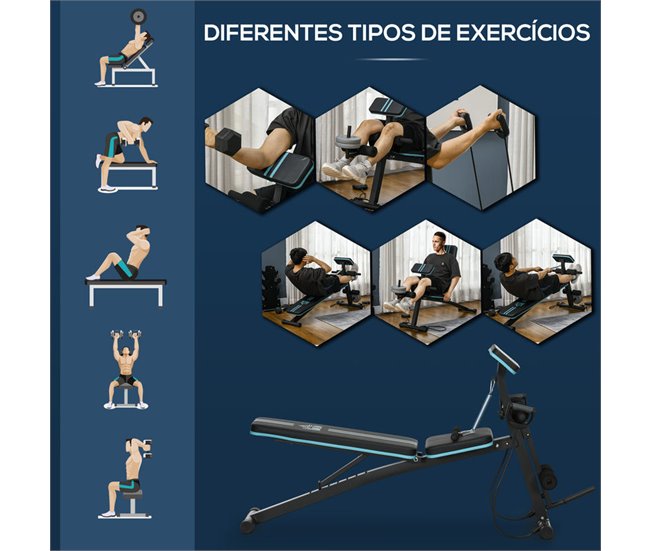 Banco de Pesas Acero, ABS HOMCOM, deportes y ocio - musculación Azul