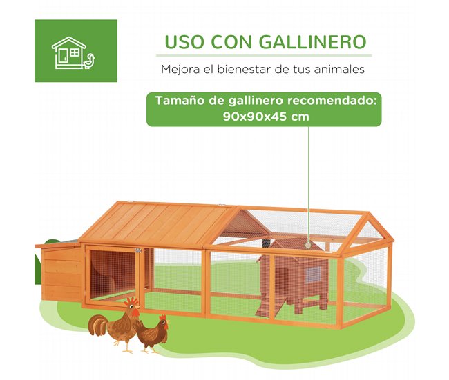 Gallinero de Exterior Madera de Abeto, Metal PawHut Naranja
