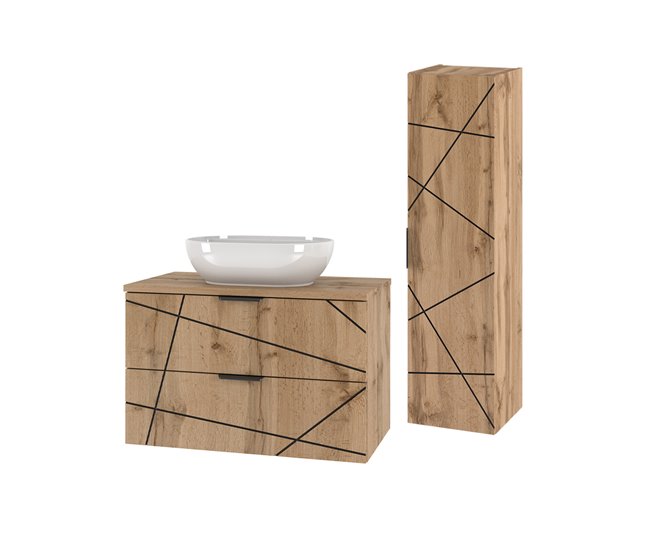 Conjunto de muebles con lavabo individual y columna Teren 80 Madera