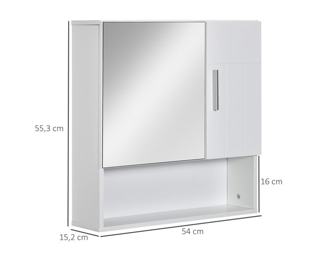 Armario con Espejo MDF, Vidrio kleankin, hogar - baño 54 Blanco