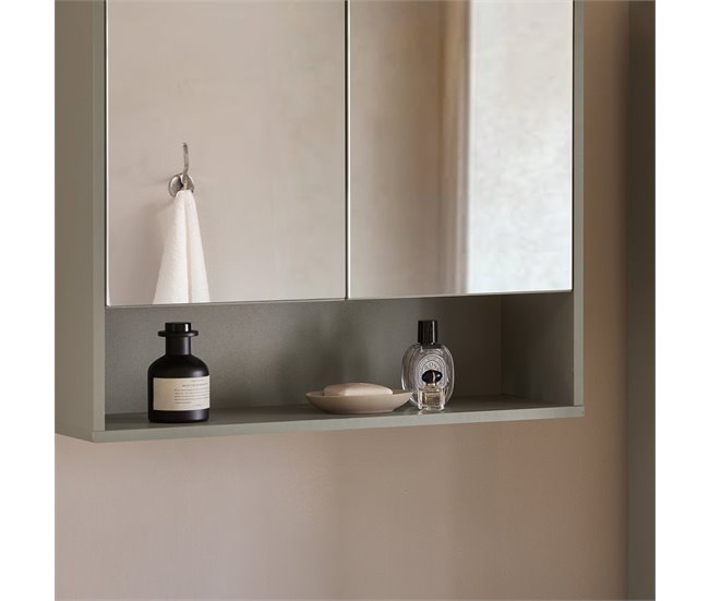 Armario de Pared con Espejo con 2 Puertas BZR134-NG SoBuy Gris