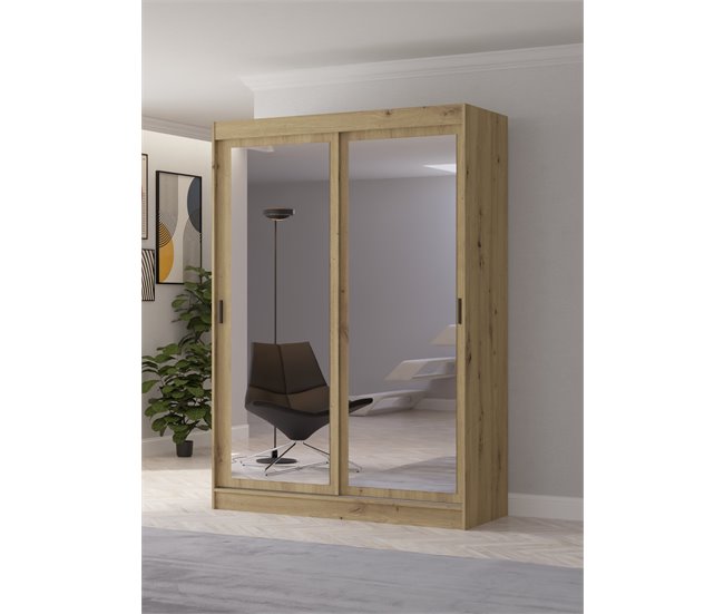 Armario TOUCH II puertas correderas con espejo 150x215cm Roble