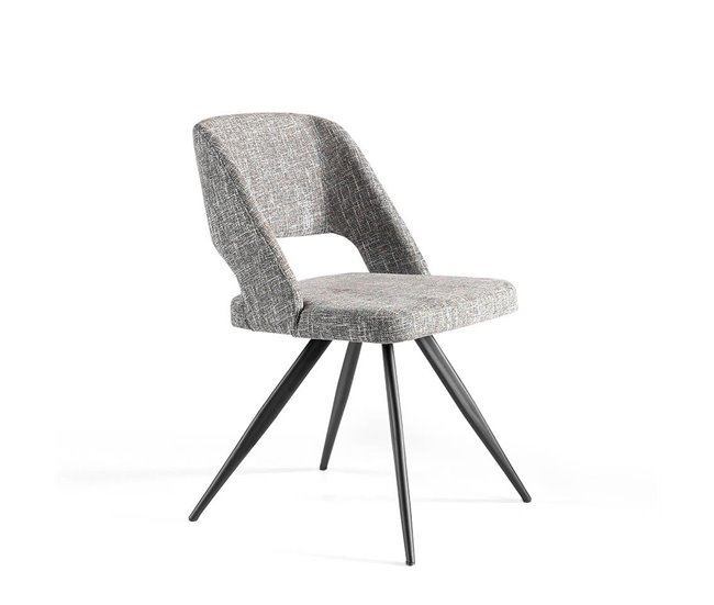 ANGEL CERDA Silla comedor tapizada tela gris Negro