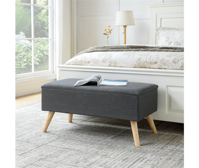 Banco Salford tapizado con almacenaje Salford 79x39 Gris Oscuro