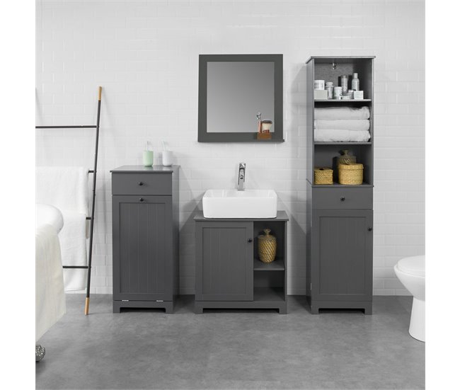 Mueble Columna de baño BZR17-DG SoBuy Gris