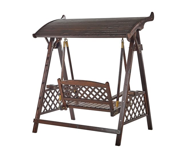 Beliani Columpio SENARICA Madera Oscura