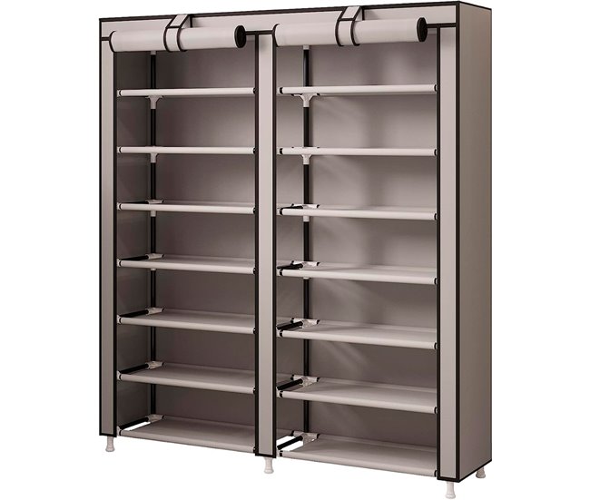 Armario Zapatero Tela 2 Puertas Cremallera Nyana Home 28 pares 92 Beige