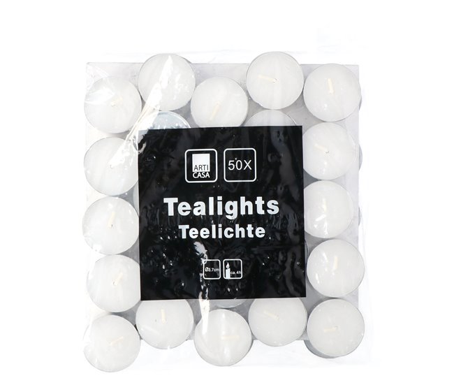 Vela TEALIGHT 50pcs marca ARTI CASA Blanco