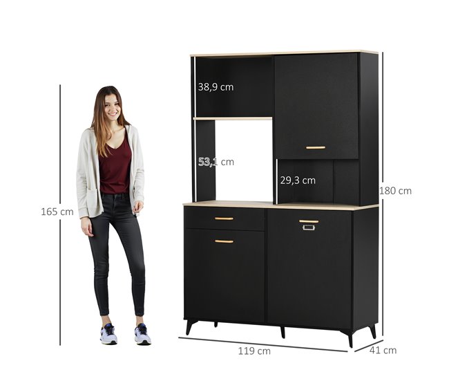 Alacena de Cocina Melamina de Madera, MDF HOMCOM, hogar - cocina 119 Negro