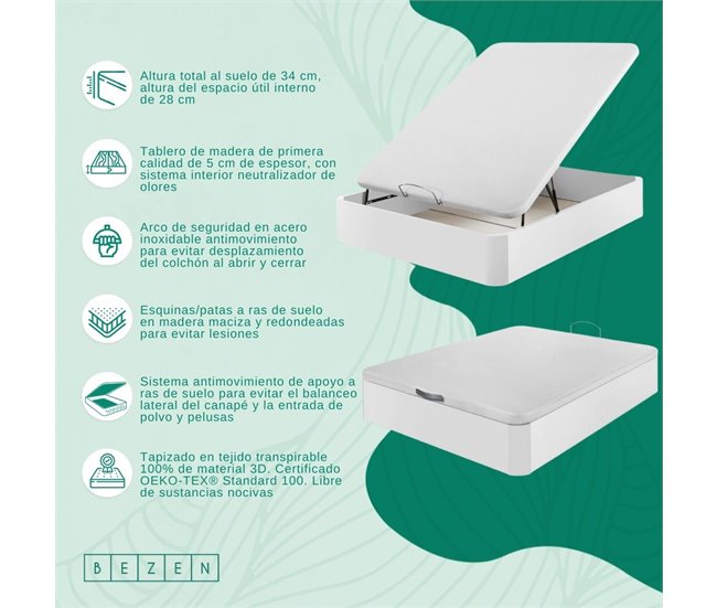 Canapé Madera Alta Resistencia Bezen 150x200 Blanco