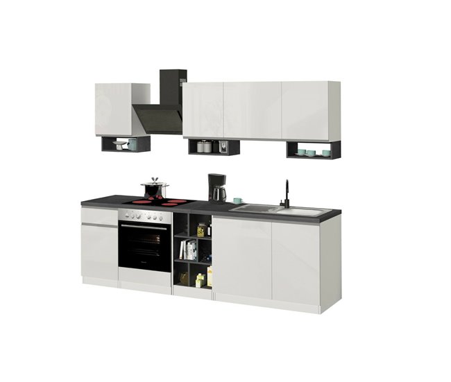 Cozinha completa com efeito madeira 255 Blanco