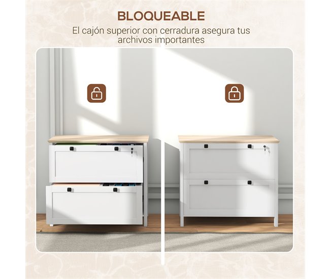 Cajonera de Oficina Melamina de Madera HOMCOM Blanco