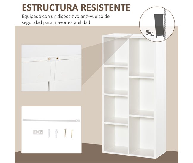 Estantería para Libros Melamina de Madera HOMCOM 50 Blanco