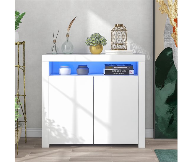 Aparador de panel de partículas con 2 puertas Blanco