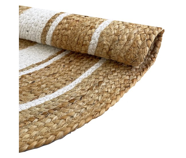 Acomoda Textil - Alfombra de Yute Ecológica de Fibra Natural. 80x80 Natural/ Blanco