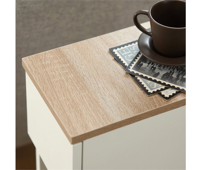 Set de 2 Mesas auxiliares con 1 cajón negro FBT111 SoBuy 20 Natural