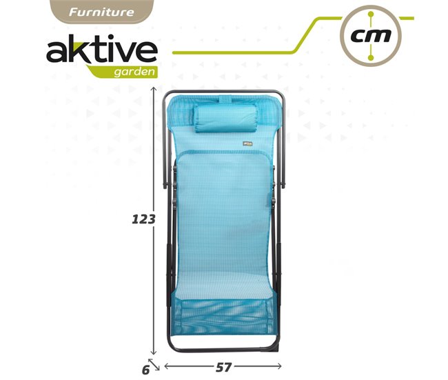 Hamaca plegable jardín multiposición c/cojín Aktive Azul