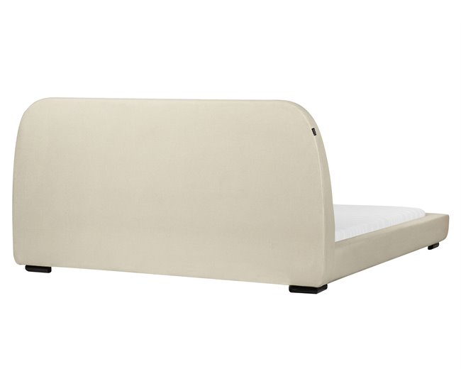 Beliani Cama con somier Poliéster ROISEL 201x226 Crema