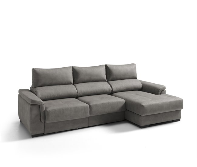 Chaise longue con arcón 4 plazas NAHIA Gris Claro