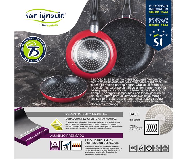 PACK DE 3 SARTENES   + BATERÍA DE COCINA DE 12 PIEZAS Multicolor