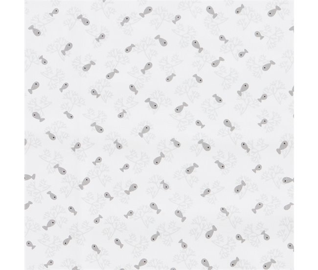 Sábana bajera + encimera para cuna Blanco/ Gris