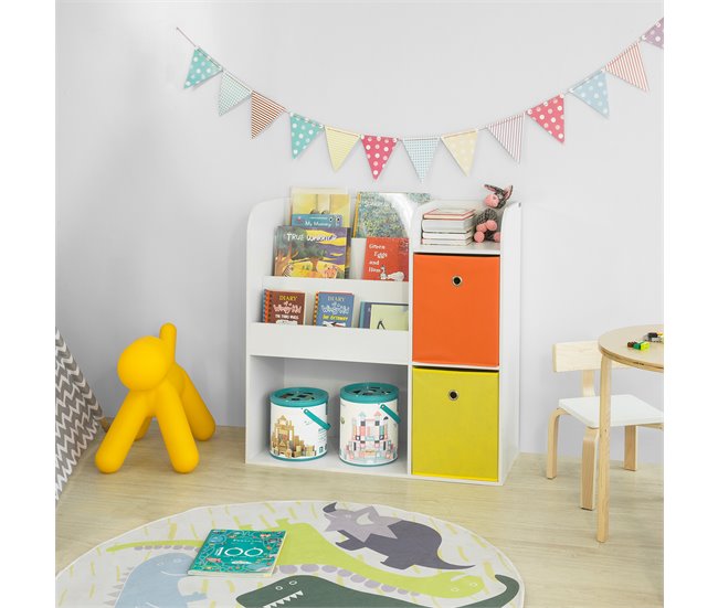 Organizador de Juguetes con 2 Cajas KMB37-W SoBuy Blanco