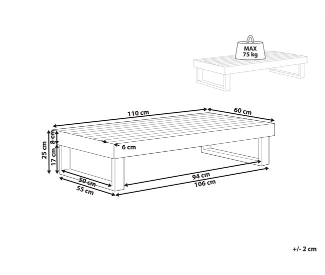 Beliani Mesa de jardín MARETTIMO Madera Clara