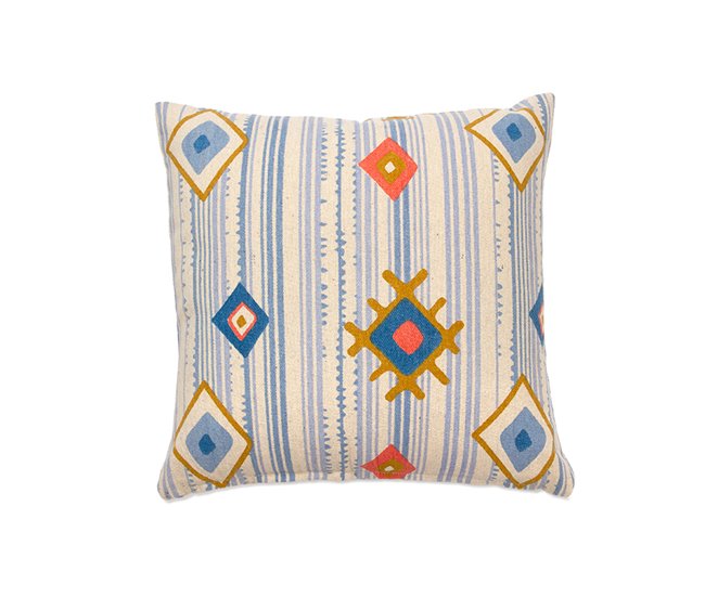 Funda de cojín de algodón estampada M/Rush Azul