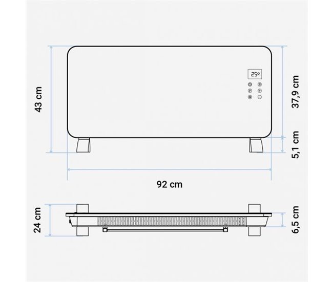 B Panel Calefactor de Cristal con WiFi W | UNIVERSALBLUE Negro