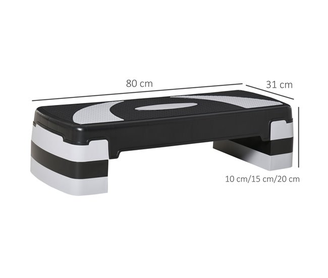 Step Fitness Plástico HOMCOM, deportes y ocio - fitness Negro
