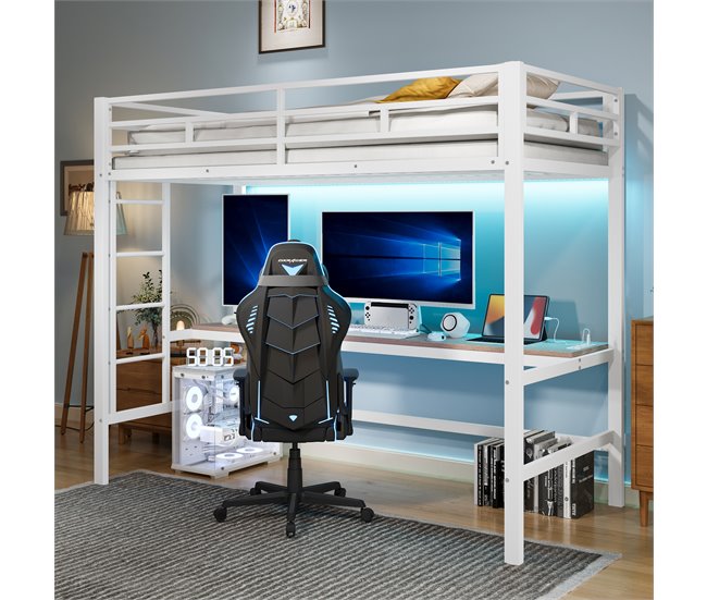 Cama alta para niños 94x204 Blanco