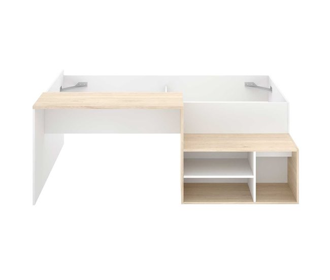 Cama Compacta Con Escritorio Kric Natural/ Blanco