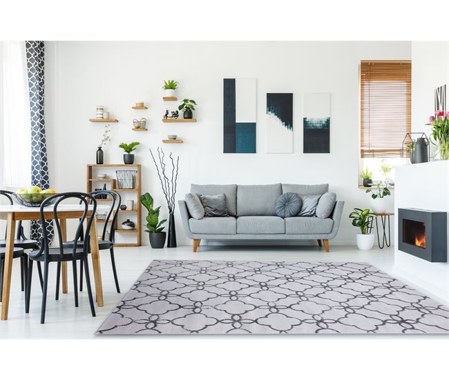 Alfombra MEFE moderna 8504 conducción flores Structural 180x270 Gris