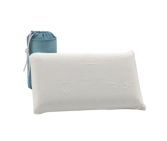 Almohada Viscoelástica Aloe Vera Viaje 30x50cm con Bolsa Transporte 30x50 Blanco/ Gris