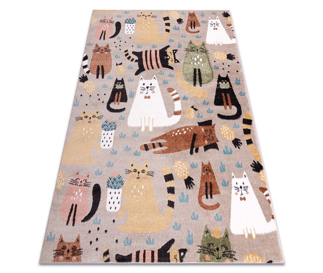 Alfombra FUN Kittens para niños gatos 140x190 Beige