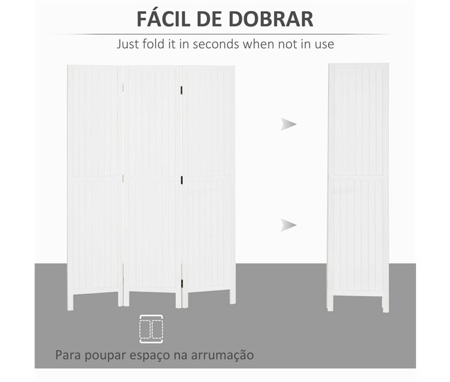 Biombo Madera de Paulownia HOMCOM, hogar - decoración Blanco