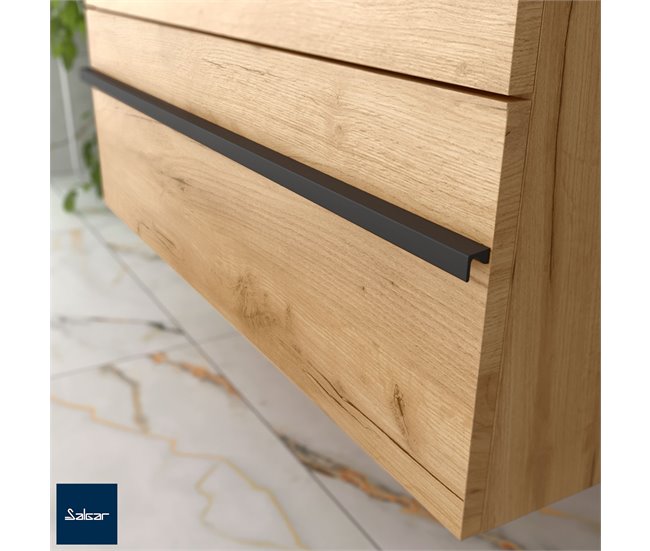 Mueble de baño BORN con perfil de tirador | Lavabo sobre encimera 80 Roble