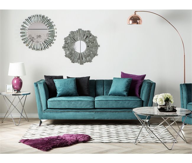 Beliani Sofá de 3 plazas Terciopelo GAULA Azul/ Verde