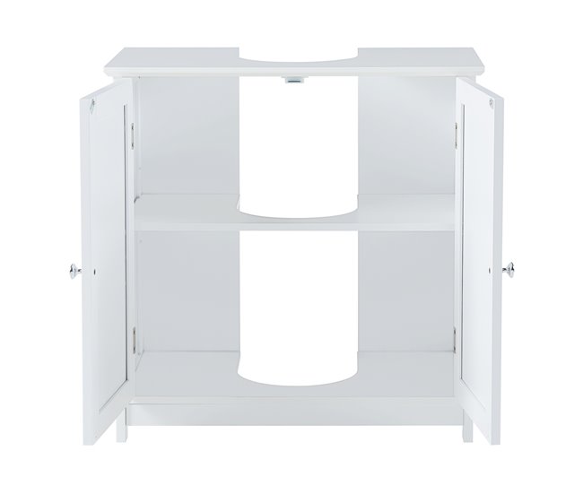 Mueble para debajo del lavabo Karlsøy con puertas MDF Blanco