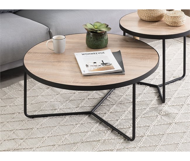 Beliani Conjunto de 3 mesas de centro MELODY Marron