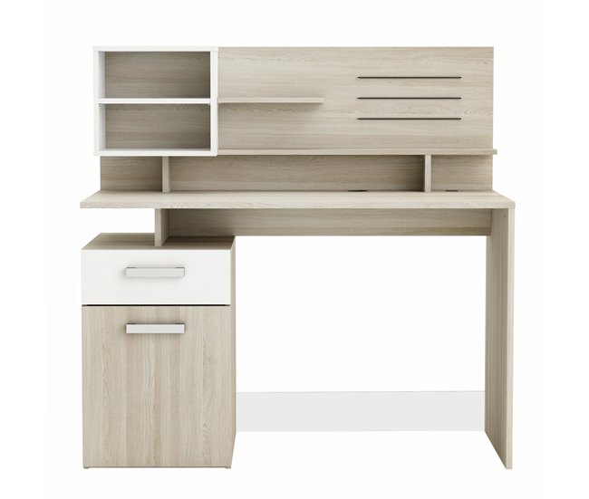 Escritorio MALICIA con cajón y estante color blanco mate Blanco